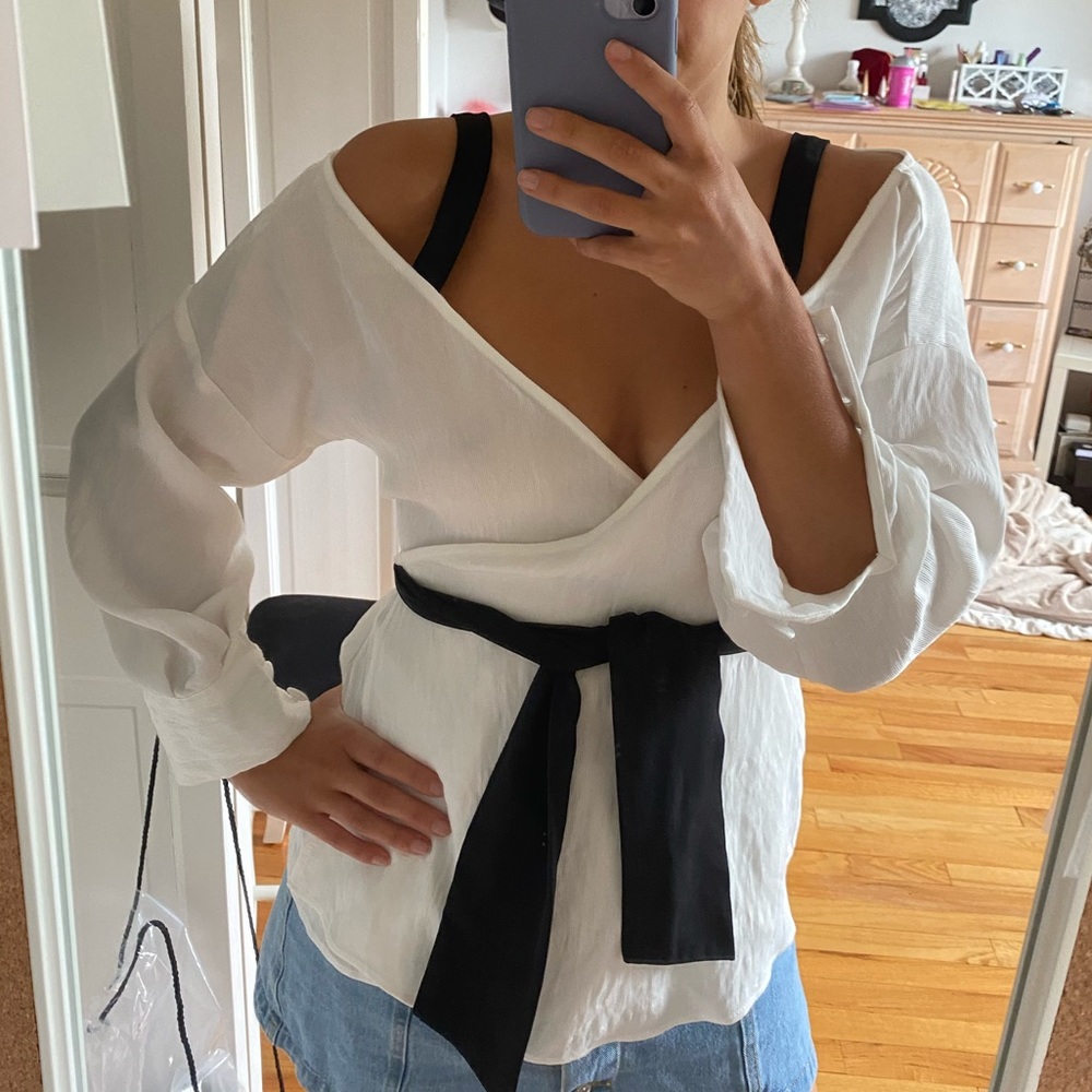 Zara Black and White Top